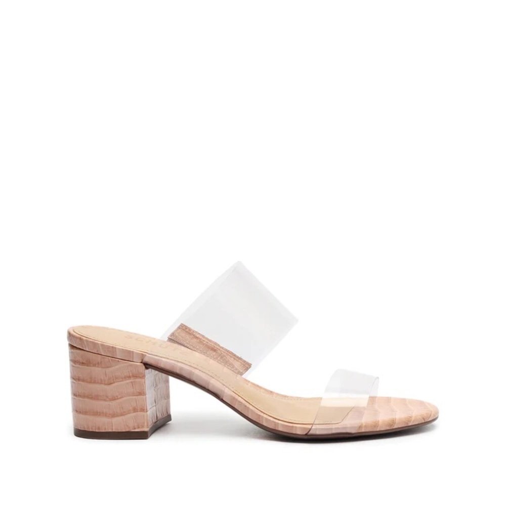 SCHUTZ Victorie Crocodile-Embossed Leather Sandal: SIZE 8.5